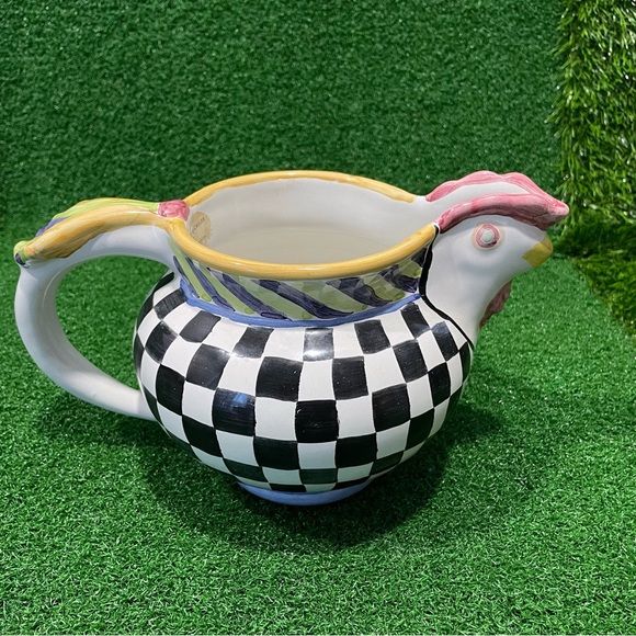 MacKenzie-Childs Accessories - Mackenzie-childs Rooster Courtly Check Pitcher Piccadilly 6”x9”